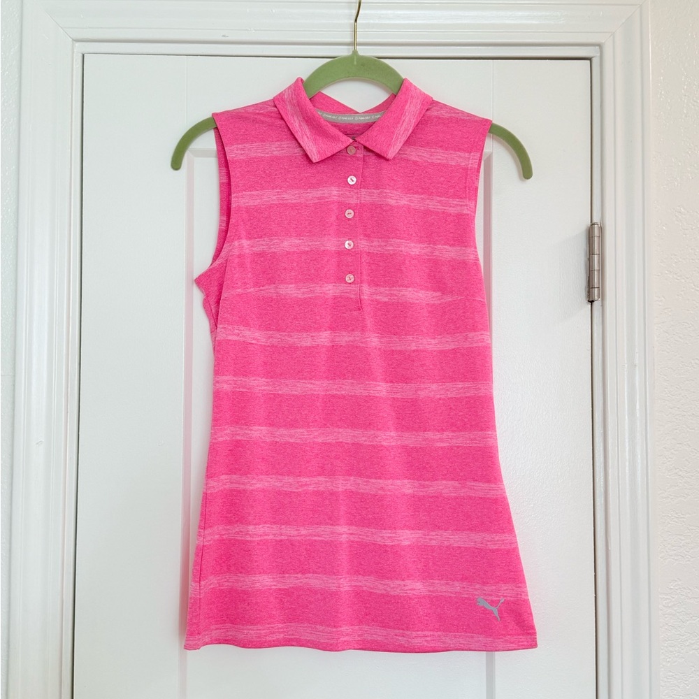 Puma Pink Sleeveless Polo Golf Shirt